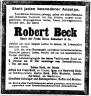 Beck: Robert: Obituary(1919-10-01)